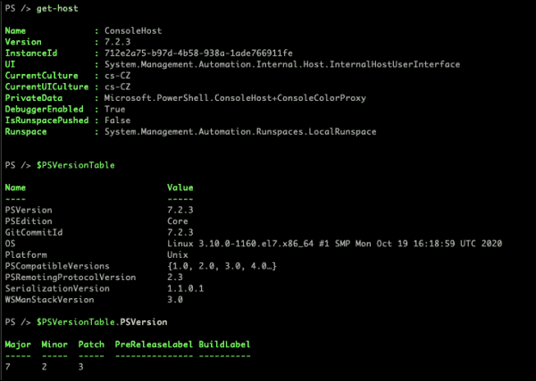 Getting the PowerShell version in Linux