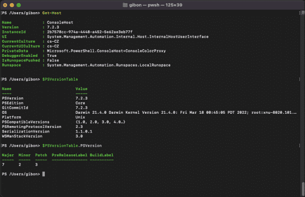 Getting the PowerShell version in MacOS