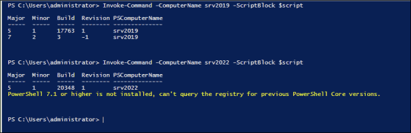 Querying the remote system using the registry method for Desktop and Core editions