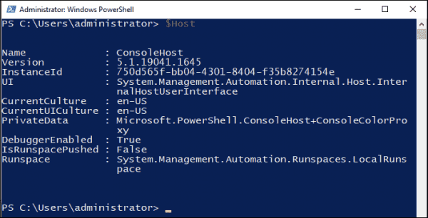 Using the $Host variable