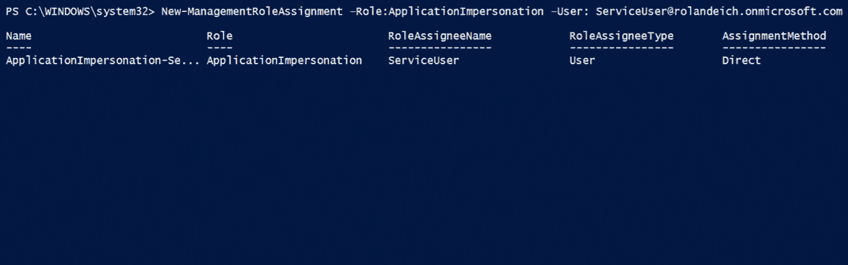 Creating a new impersonation role using PowerShell