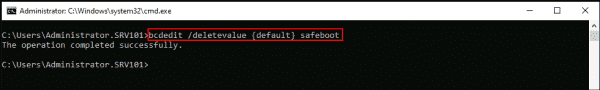 Delete the safeboot value from the BCD store to start the domain controller in normal mode