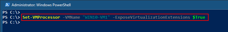 Enable nested virtualization for a VM on Hyper V host using PowerShell