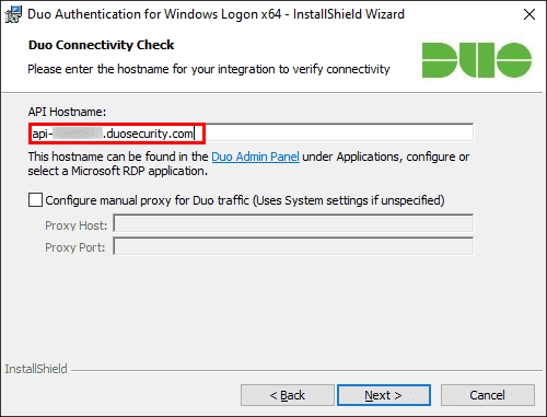 Duo authentication for Windows logon Enter API hostname