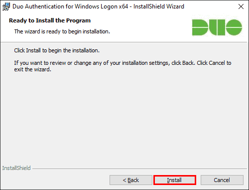 Installing Duo authentication for Windows logon