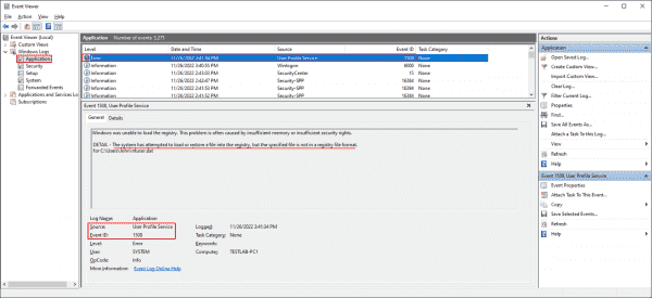 The system has attempted to load or restore a file into the registry but the specified file is not in a registry file format for ntuser.dat