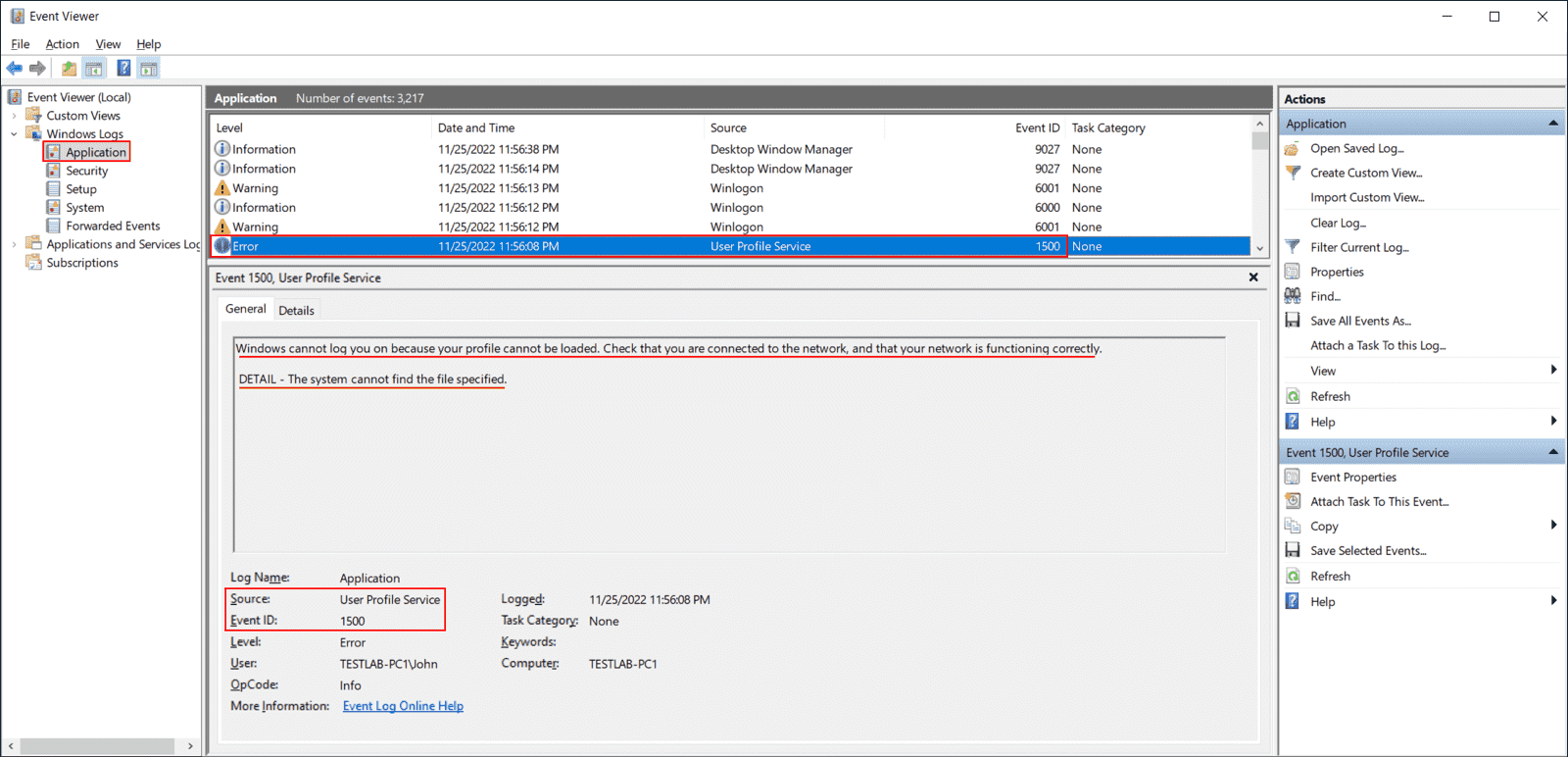 Windows cannot log you on because your profile cannot be loaded. Check that you are connected to the network and that your network is functioning correctly