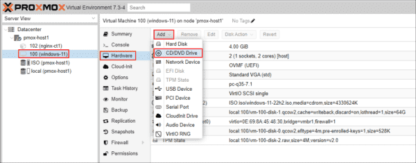 Adding an additional DVD drive to the VM