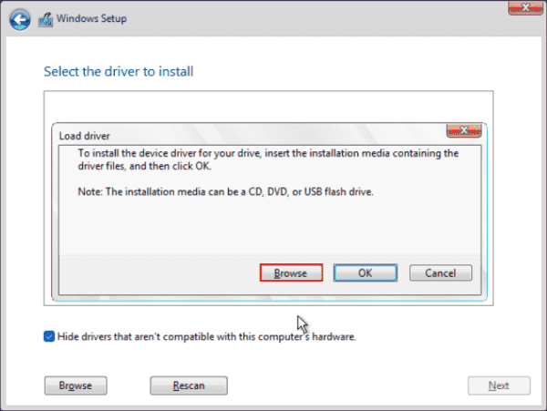 Click Browse to locate the drivers of the VirtIO SCSI pass through controller