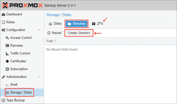 Creating a backup datastore directory in Proxmox Backup Server