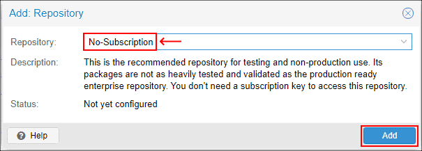 Enabling a no subscription repository in Proxmox Backup Server