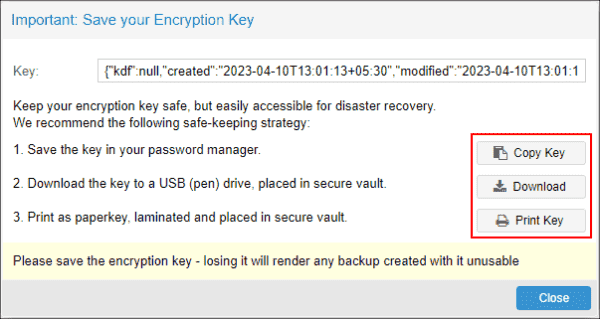 Saving the encryption key for Proxmox backup