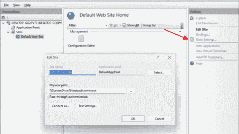 Customize the root directory for the Default Web Site