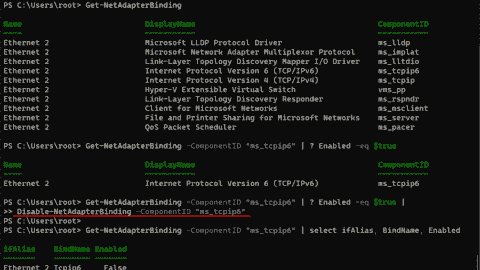 Unbind IPv6 from network adapters using PowerShell