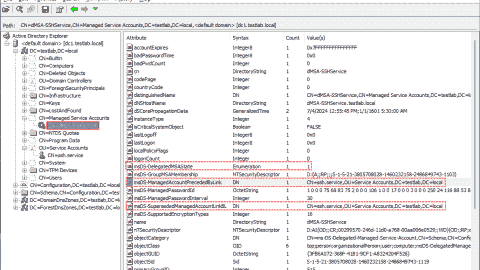 Explore delegated Managed Service Account (dMSA) attributes using AD Explorer