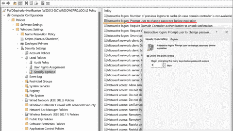 Group Policy setting for notifying users about an expiring password