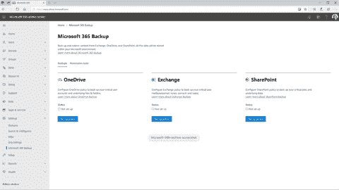 Microsoft 365 Backup supports OneDrive, Exchange, and SharePoint (source Microsoft)