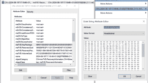 Key package in the ADSI-Editor.