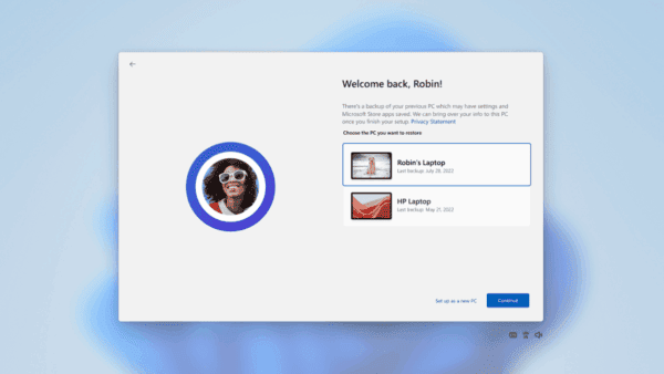 Choose PC to restore in OOBE (image Microsoft)