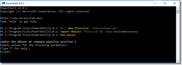 Import the AD module on PowerShell Core 6.0